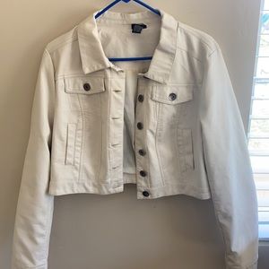 Rue 21 off white short leather jacket